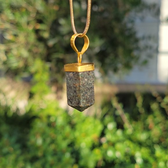 Ruby Zoisite Point Gold-Plated Pendant - Picture 4 of 5